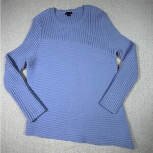 Cache Women Large Blue Long Sleeve Textured Lined Pullover Sweater Casual Winter